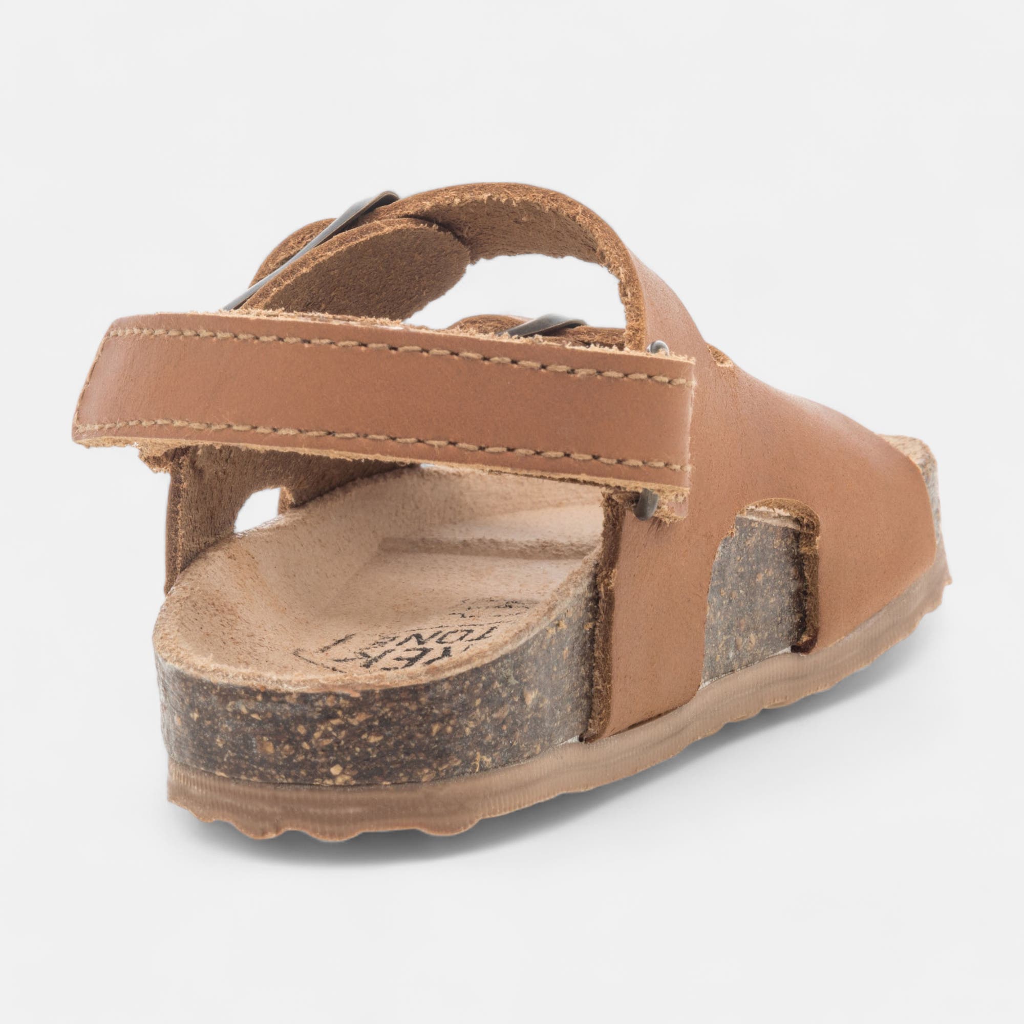 Mules semelle liège Bébé garçon en cuir marron