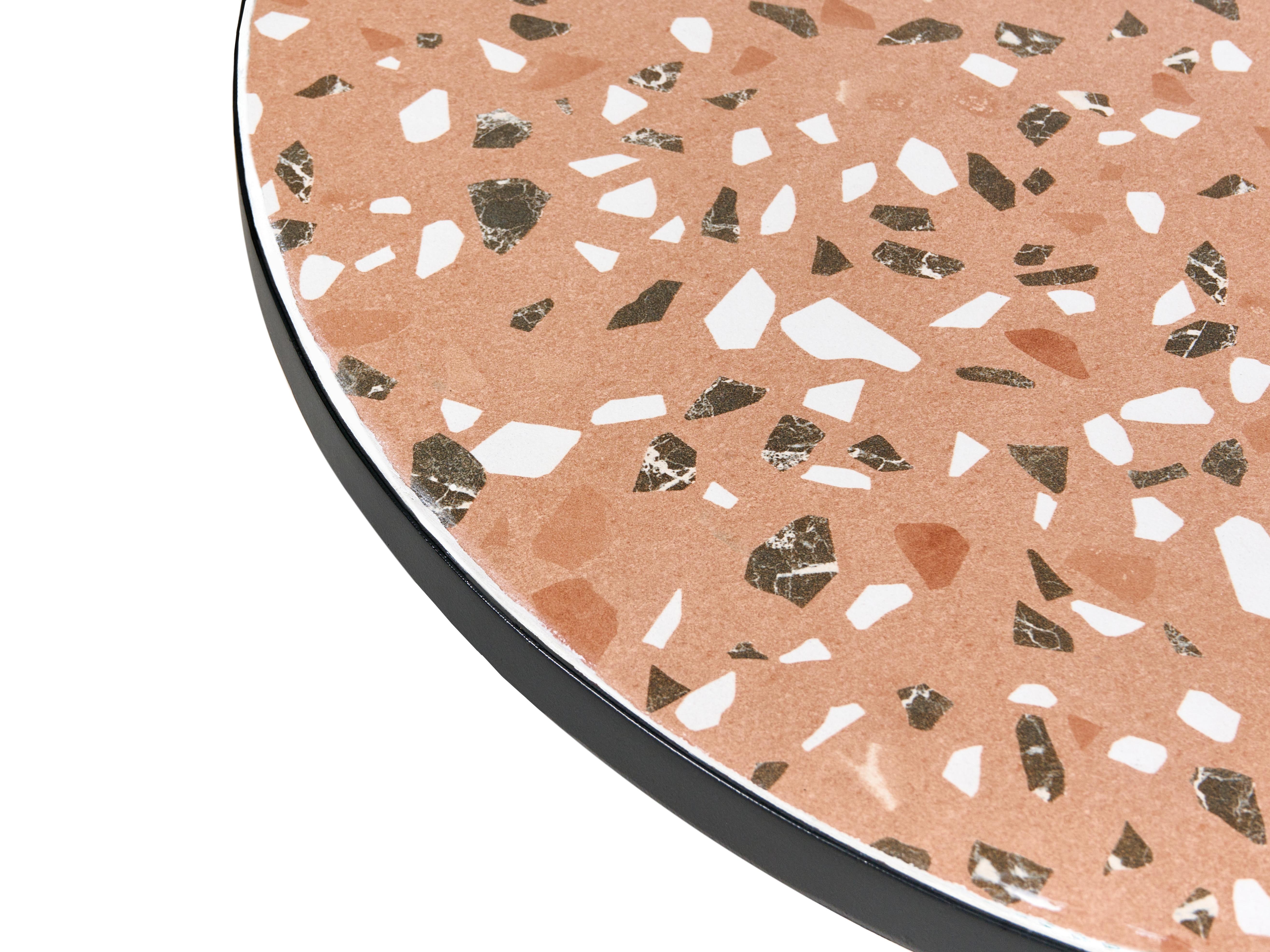 Bistrotafel ADRANO 60 cm 60 cm Terrazzo-effect Metaal Zwart
