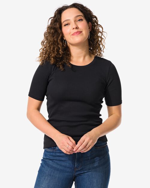 t-shirt femme Clara côtelé noir