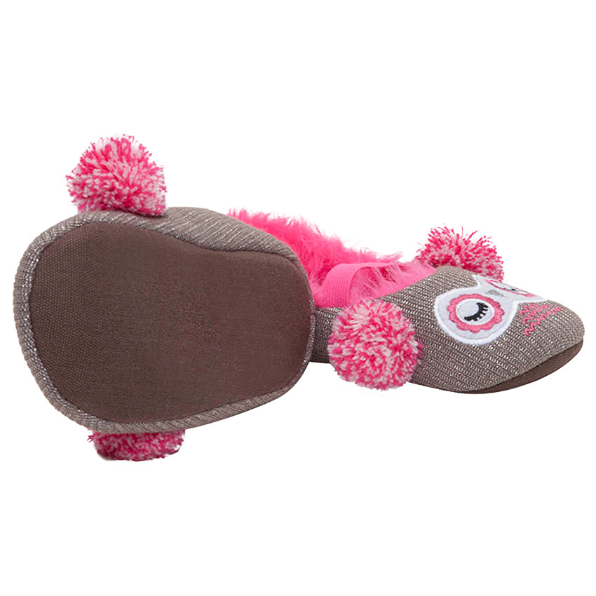 Chaussons bas en tricot brillant avec doublure en fausse fourrure rose