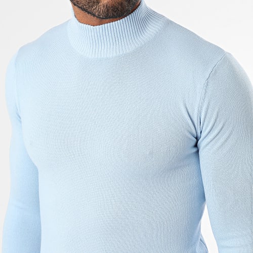 Pull Col Montant Bleu Clair