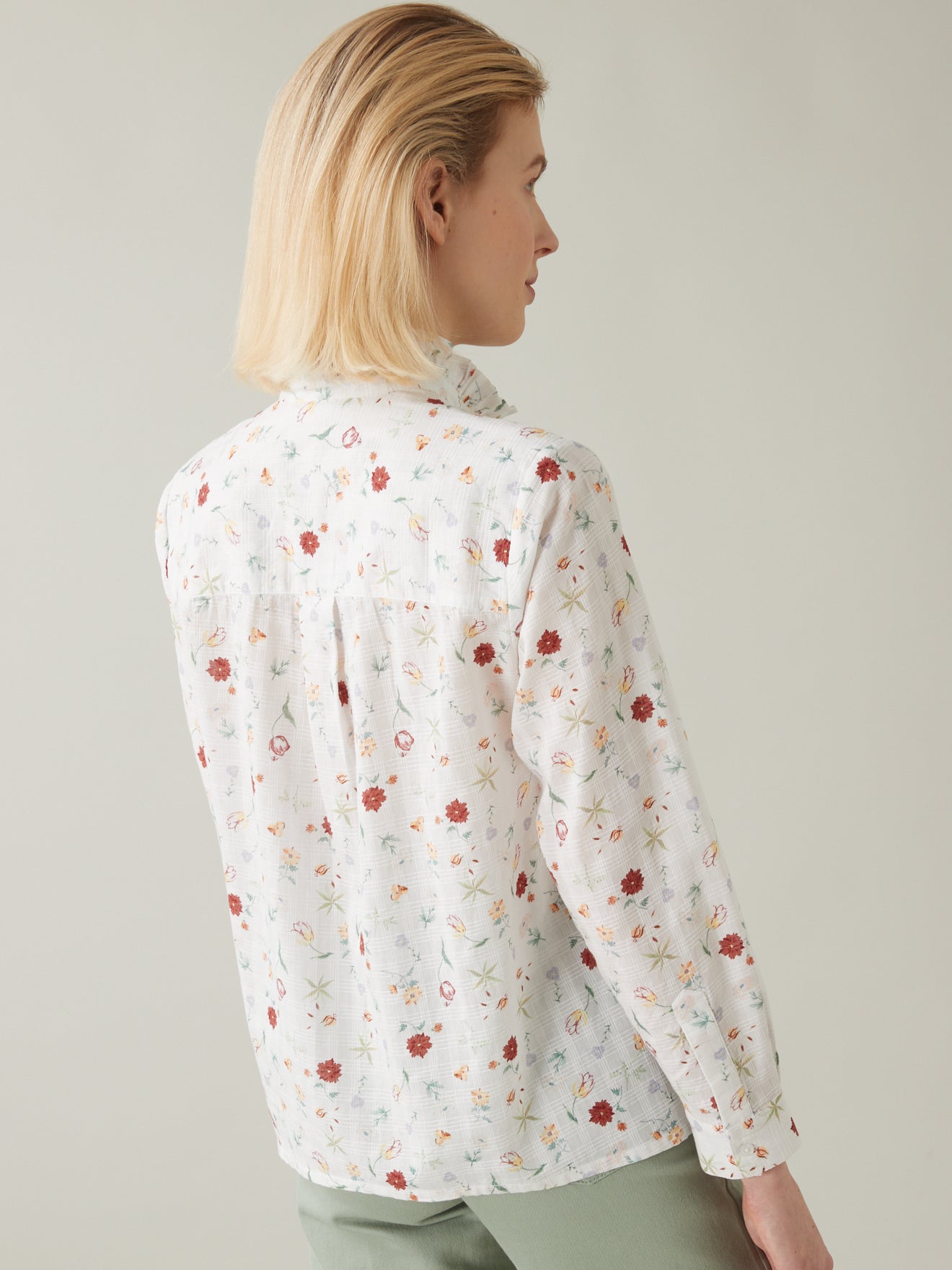 Chemise col froufrou femme imprimé Herbarium
