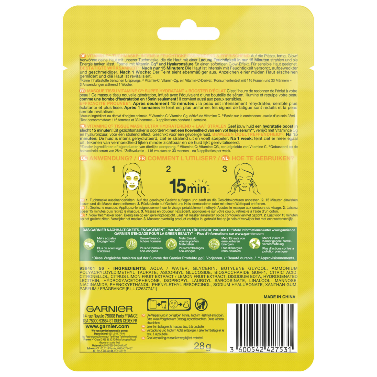 Garnier Vitamin C* Intensiv Glow Tuchmaske