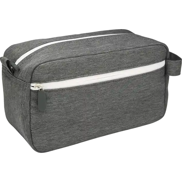 Herrenkulturtasche grau mit weissem Reissverschluss