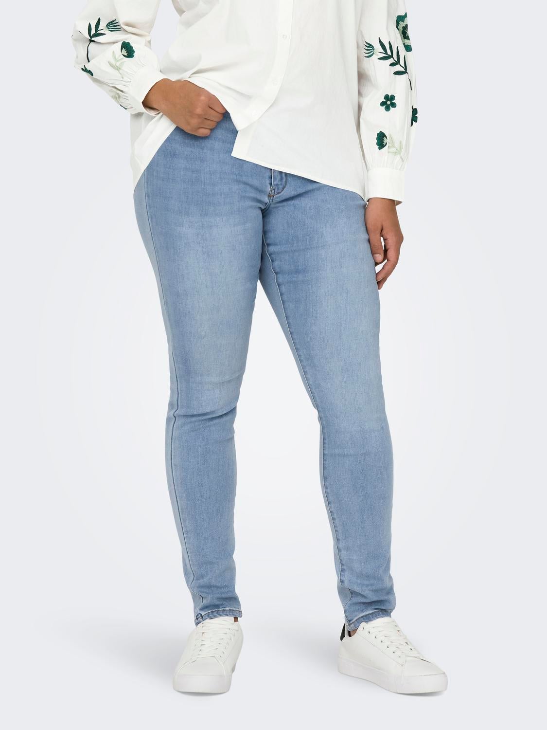 CARROSE Hohe Taille Skinny Fit Jeans Light Blue Denim