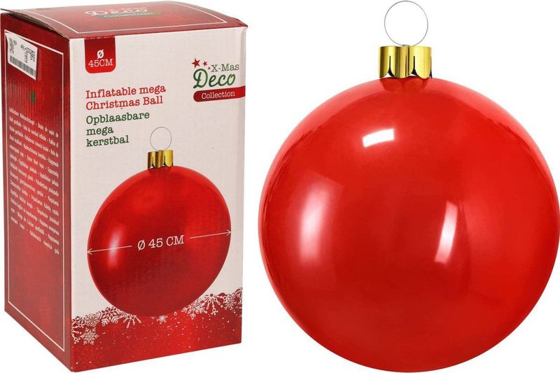 Christmas Decoration mega grote kerstbal - 45 cm - rood - opblaasbaar