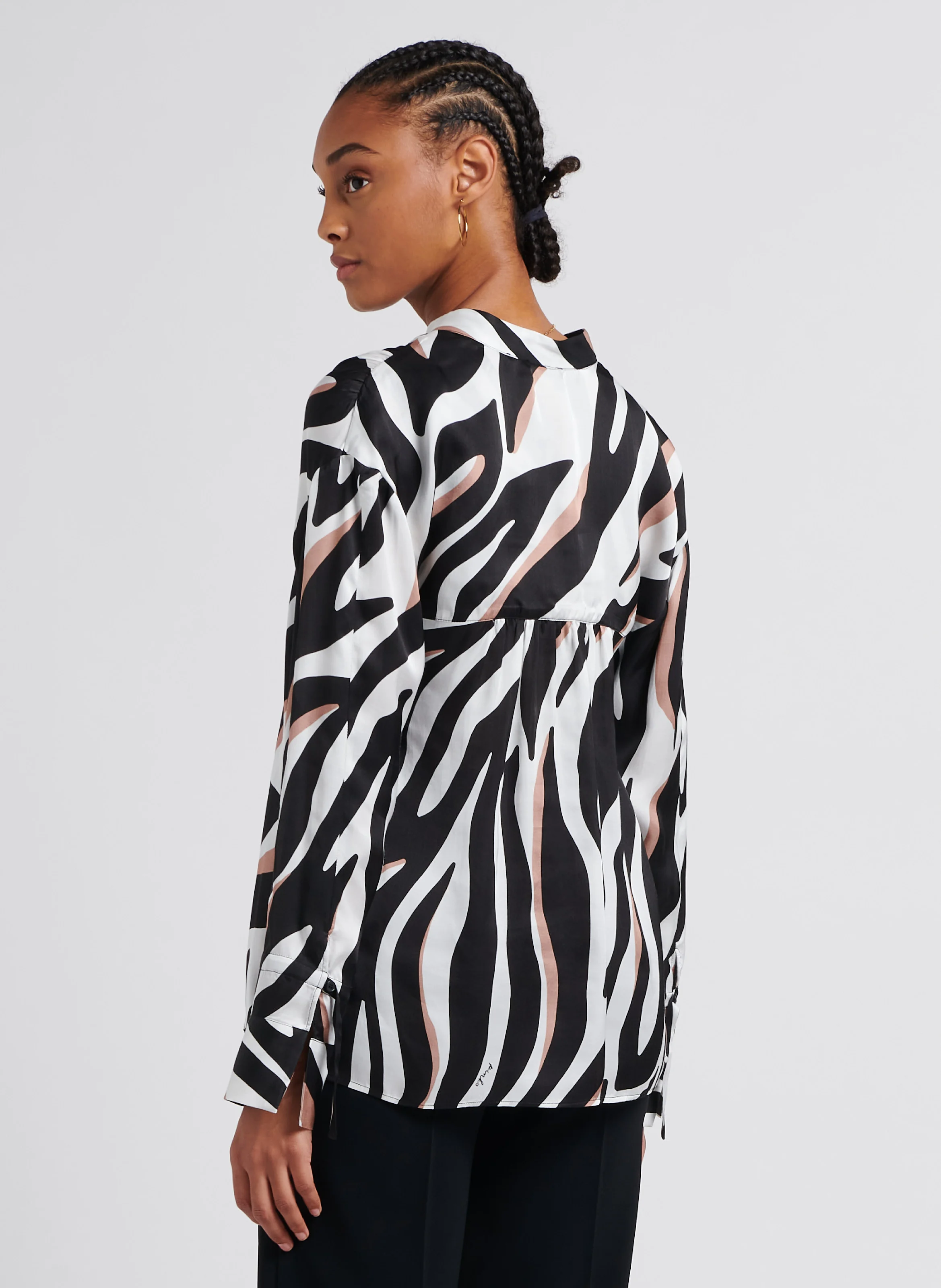 BETTINA - Blouse droite encolure V satinée | Multicolore