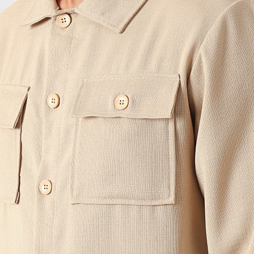 Ensemble Chemise Manches Longues Et Pantalon Beige