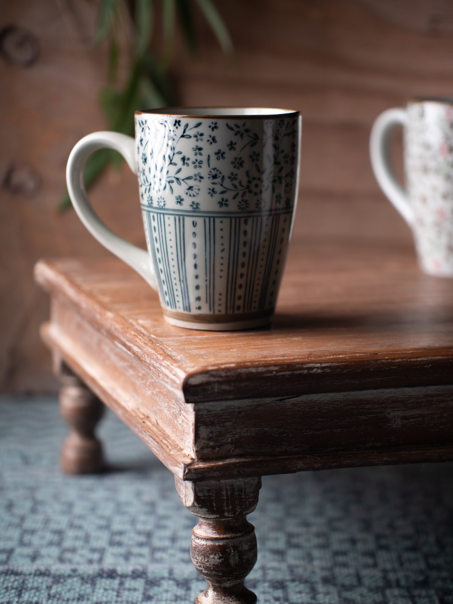 Tasse Gordes 'Fries', grau, blau, H 12 cm, Ø 9,5 cm zu 4,80