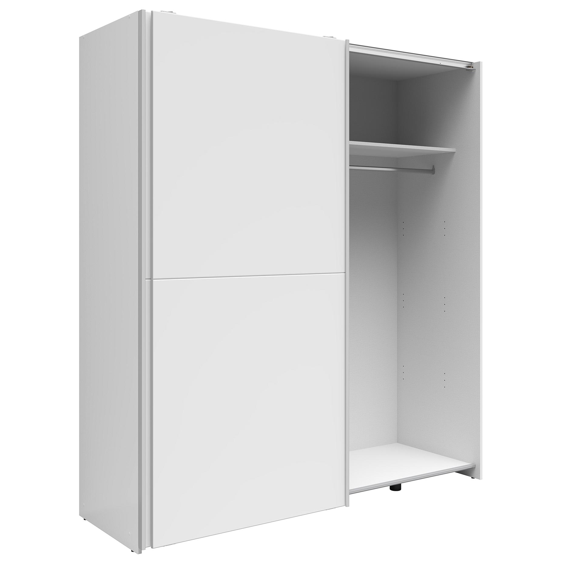 Schwebetürenschrank - weiß - 2 Kleiderstangen - 170 cm