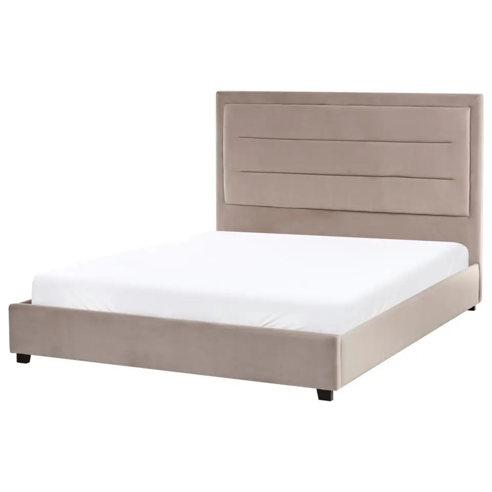 ROUEN - Tweepersoonsbed - Taupe - 140 x 200 cm - Fluweel