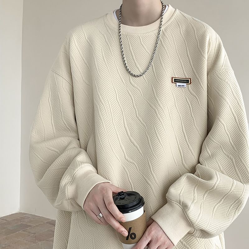 Lingaris - Oversized sweatshirt met ronde hals en effen applicatie