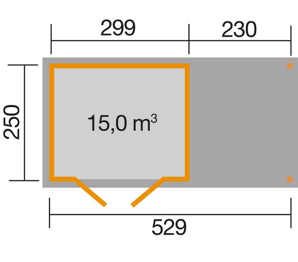 Weka Gartenhaus 321 + 230 cm Anbau