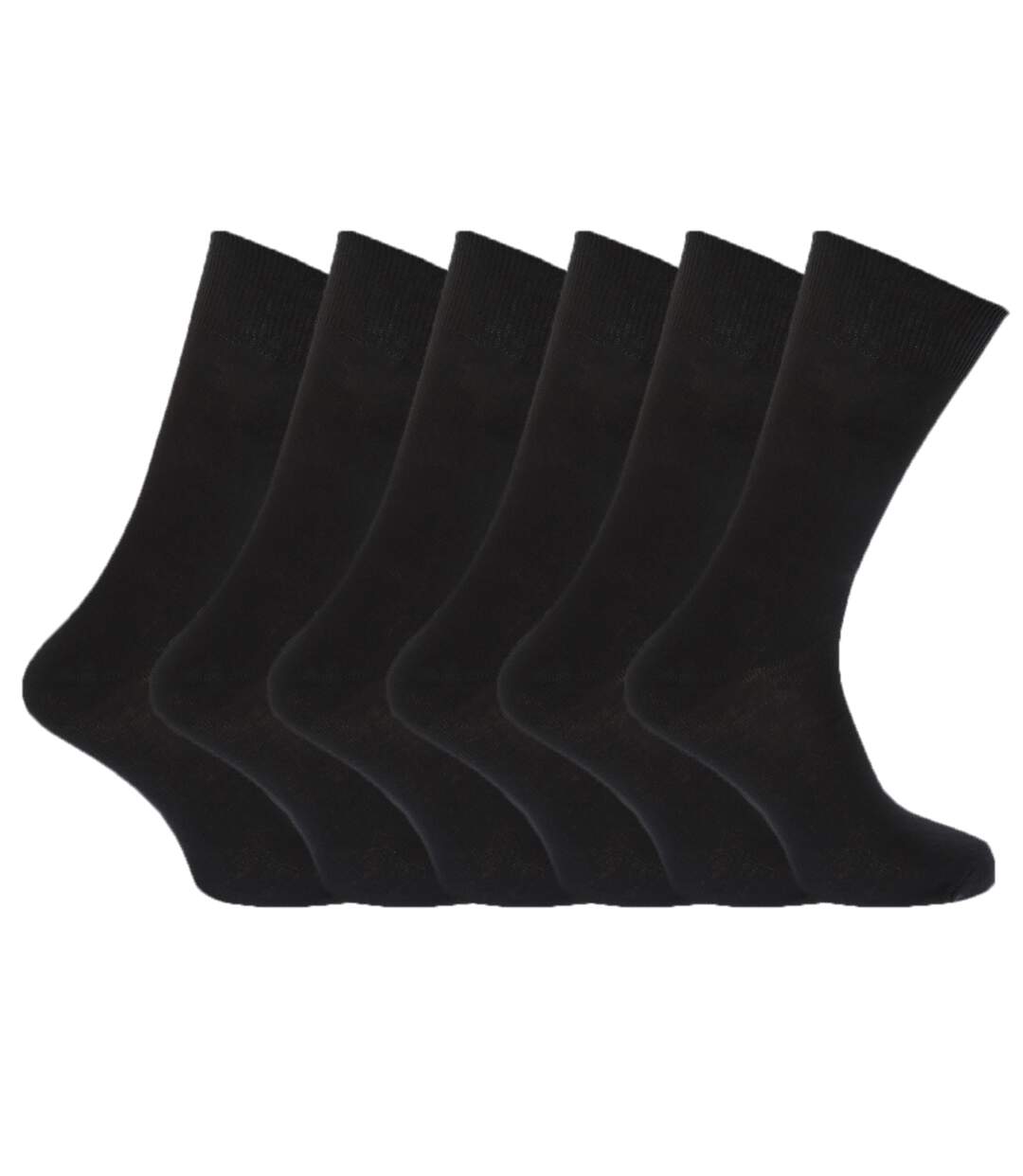 FLOSO - Chaussettes unies 100% coton (Lot de 6 paires) - Femme (Noir) - UTW208