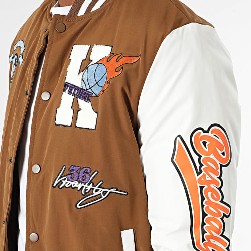 Veste Teddy Marron Blanc