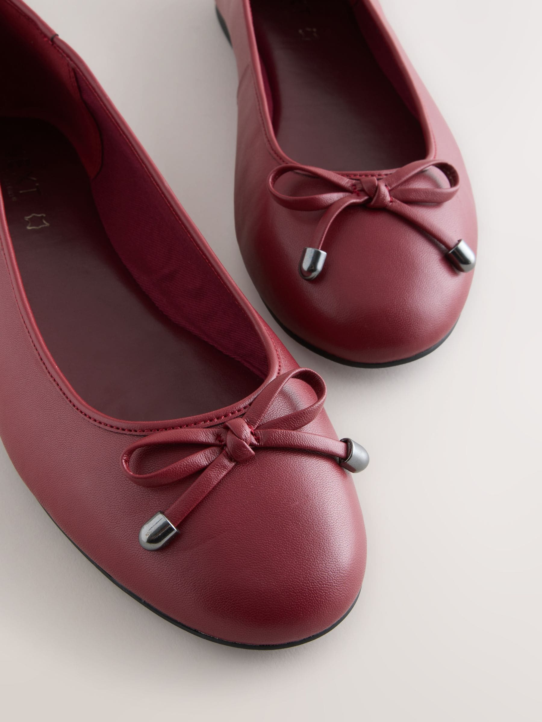 Rood - Leren Ballerina's met ronde neus