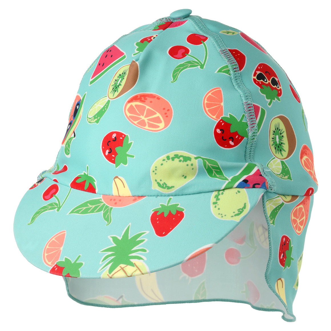 Famy Kinder UV-Badekappe mit Allover-Print UPF60 helltürkis