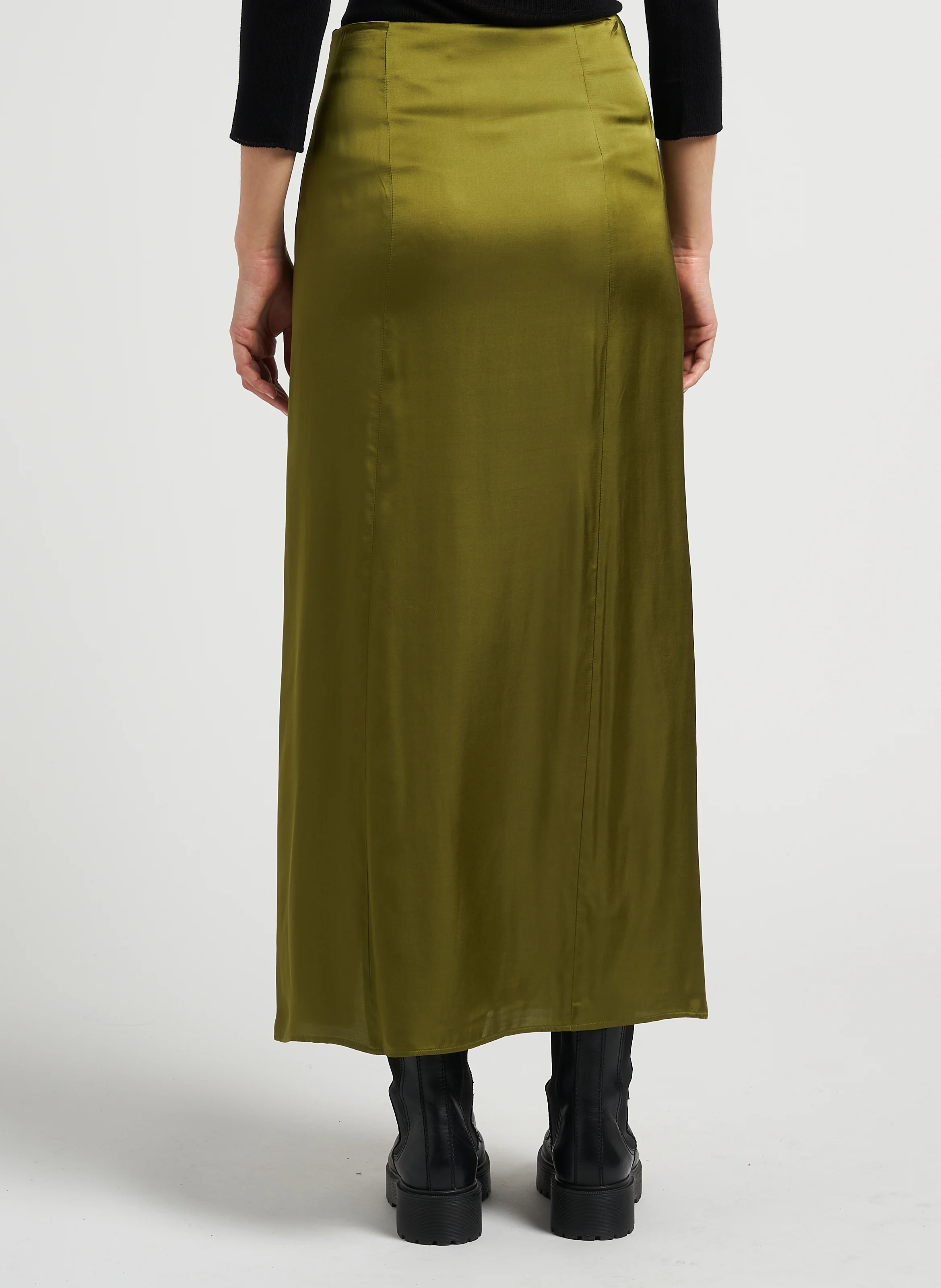 LINDA - Jupe longue en satin| Vert