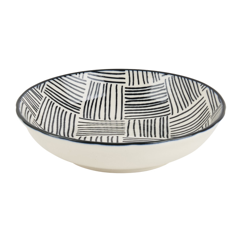 Tapas schaaltje Sevilla - zwarte streepjes - ø14x3.5 cm