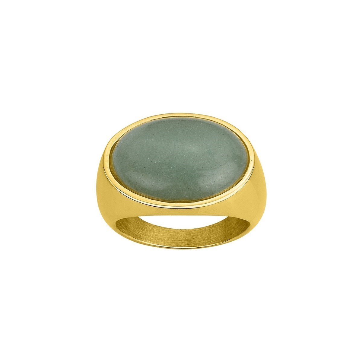 Bague en Acier 316L et aventurine naturelle - jaune brillant