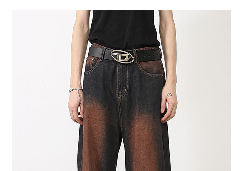pinkdropper - Mid Rise Washed Wide Leg Jeans