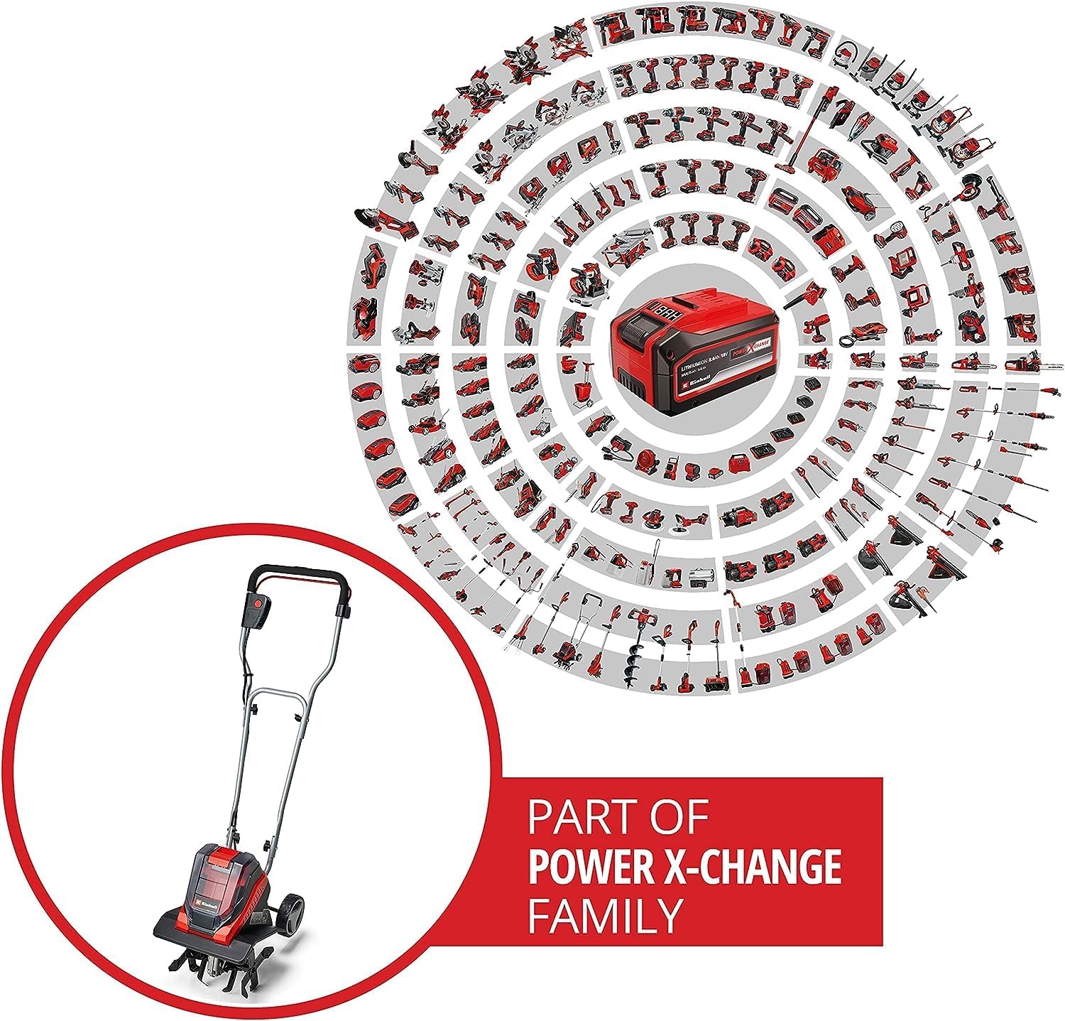 Einhell Akku-Bodenhacke GE-CR 30 Li - Solo Power X-Change (Li-Ion, 36 V, 30 cm Arbeitsbreite, 20 cm Arbeitstiefe, robuste Hackmesser, 2-Punkt-Sicherheitsschalter, ohne Akku und Ladegerät)