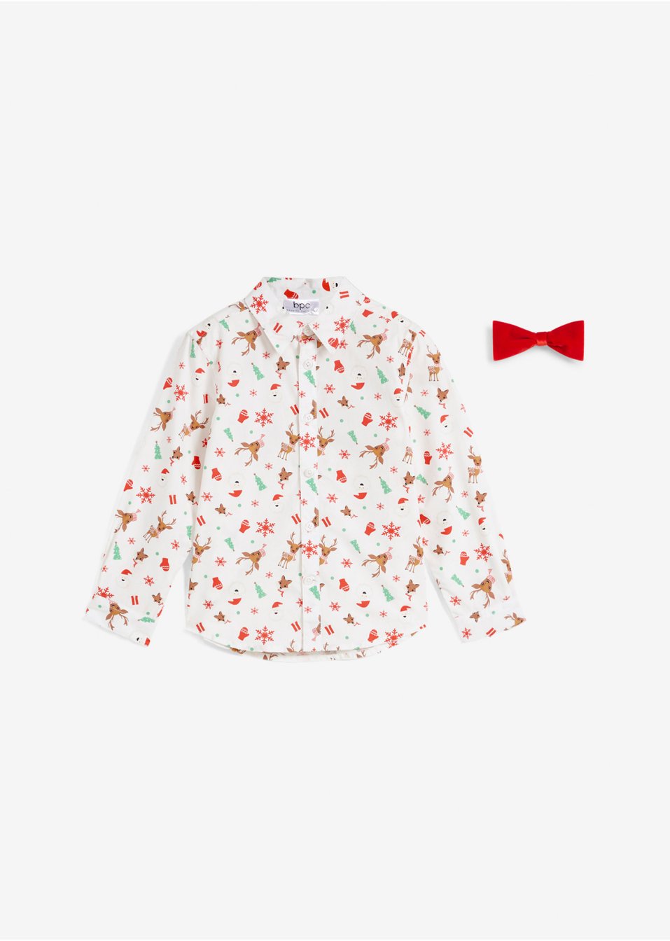 Chemise manches longues garçon à motif de Noël et nœud papillon (ens. 2 pces), Slim Fit