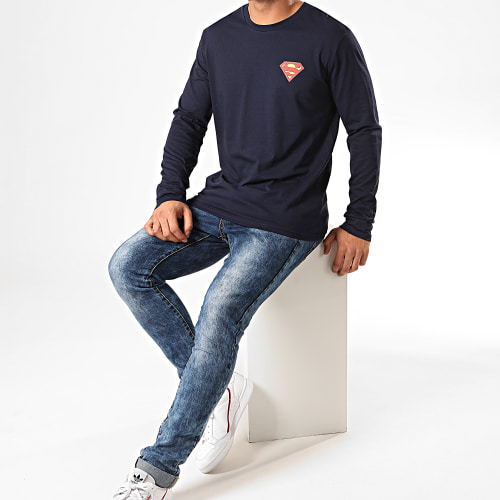Tee Shirt Manches Longues Original Logo Back Bleu Marine