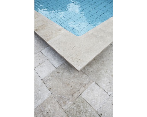 FLAIRSTONE Zwembadrand Roma hoekstuk 90° beige binnen afgerond 60x37 / 60x37 x 3 cm