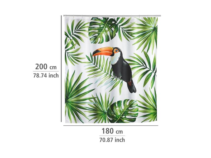 Wenko Duschvorhang Tucan 180 x 200 cm Pflegeleichter Badevorhang