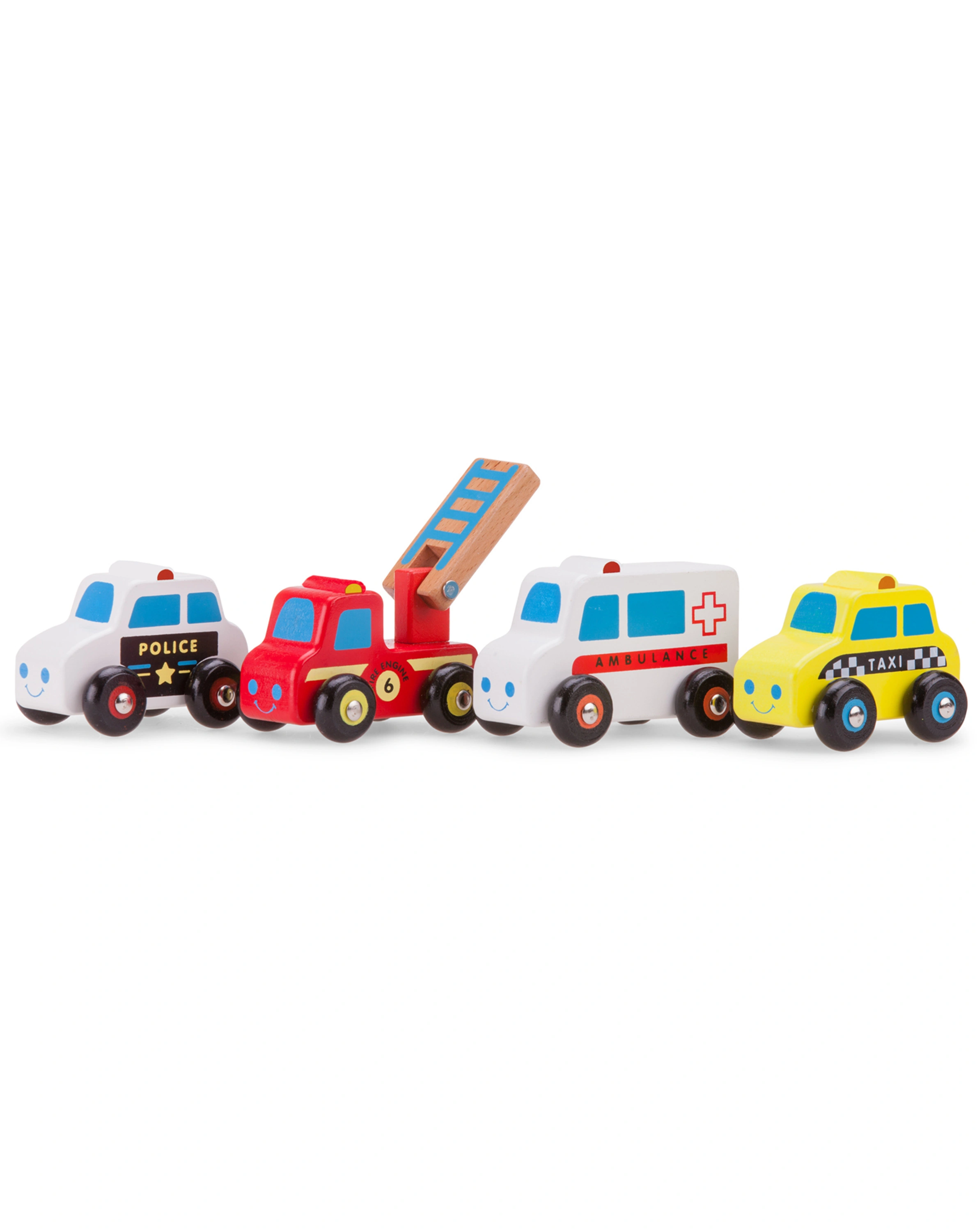 Mini-Einsatzfahrzeuge 4er-Set aus Holz