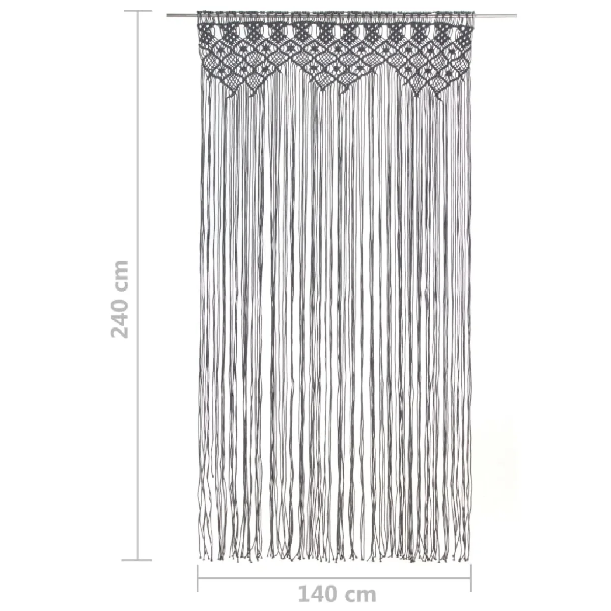 vidaXL Rideau en macramé - Anthracite