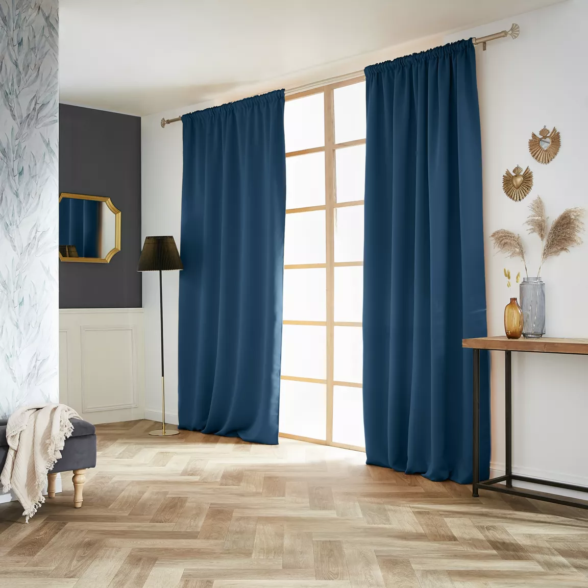 Rideau obscurcissant galon fronceur (140 x 260 cm) Dark Bleu pétrole