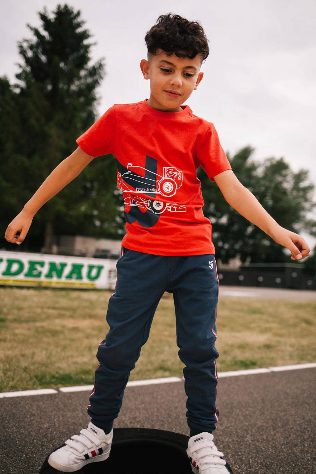 TYGO & vito T-shirt Toby met printopdruk felrood/zwart