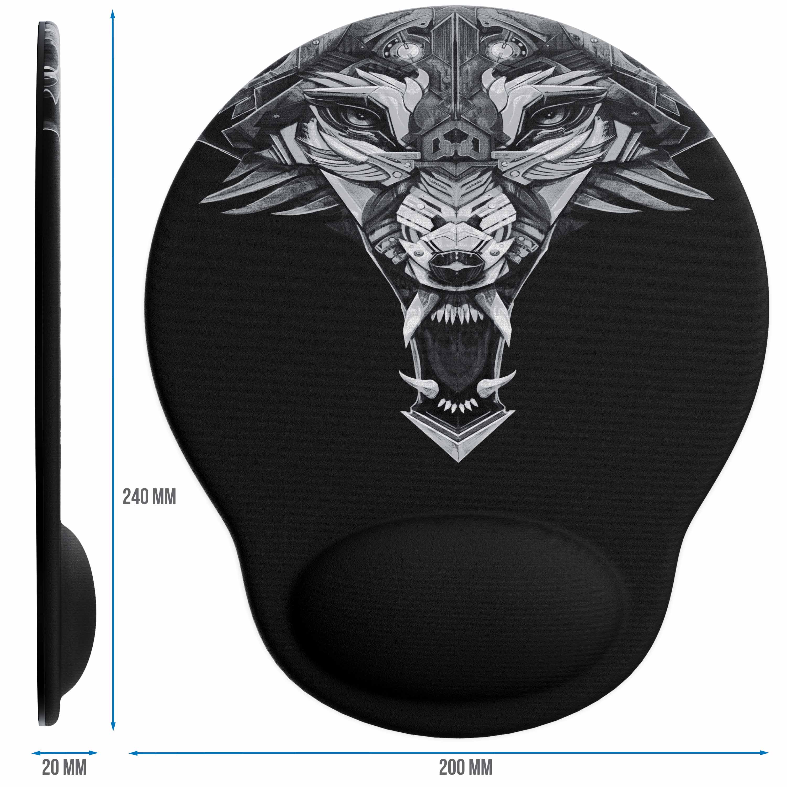 Titanwolf Gaming Mauspad mit Handgelenkauflage, Office Gel Mousepad mit Handgelenkpolster, schwarz
