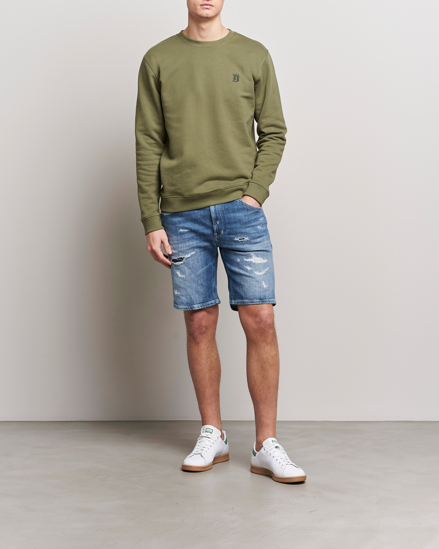 Dondup Derek Destroyed Denim Shorts Medium Blue