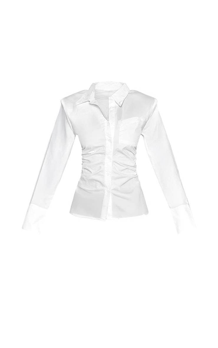 Blanc Chemise En Coton À Épaulettes Et Taille Cintrée