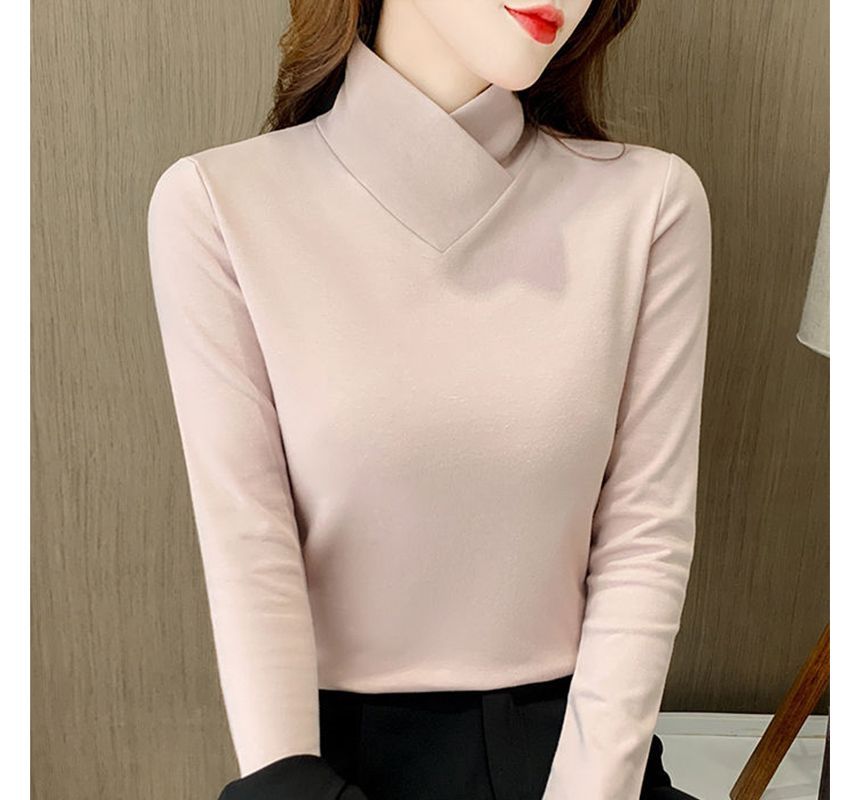 Everose - Effen T-shirt met lange mouwen en hoge hals
