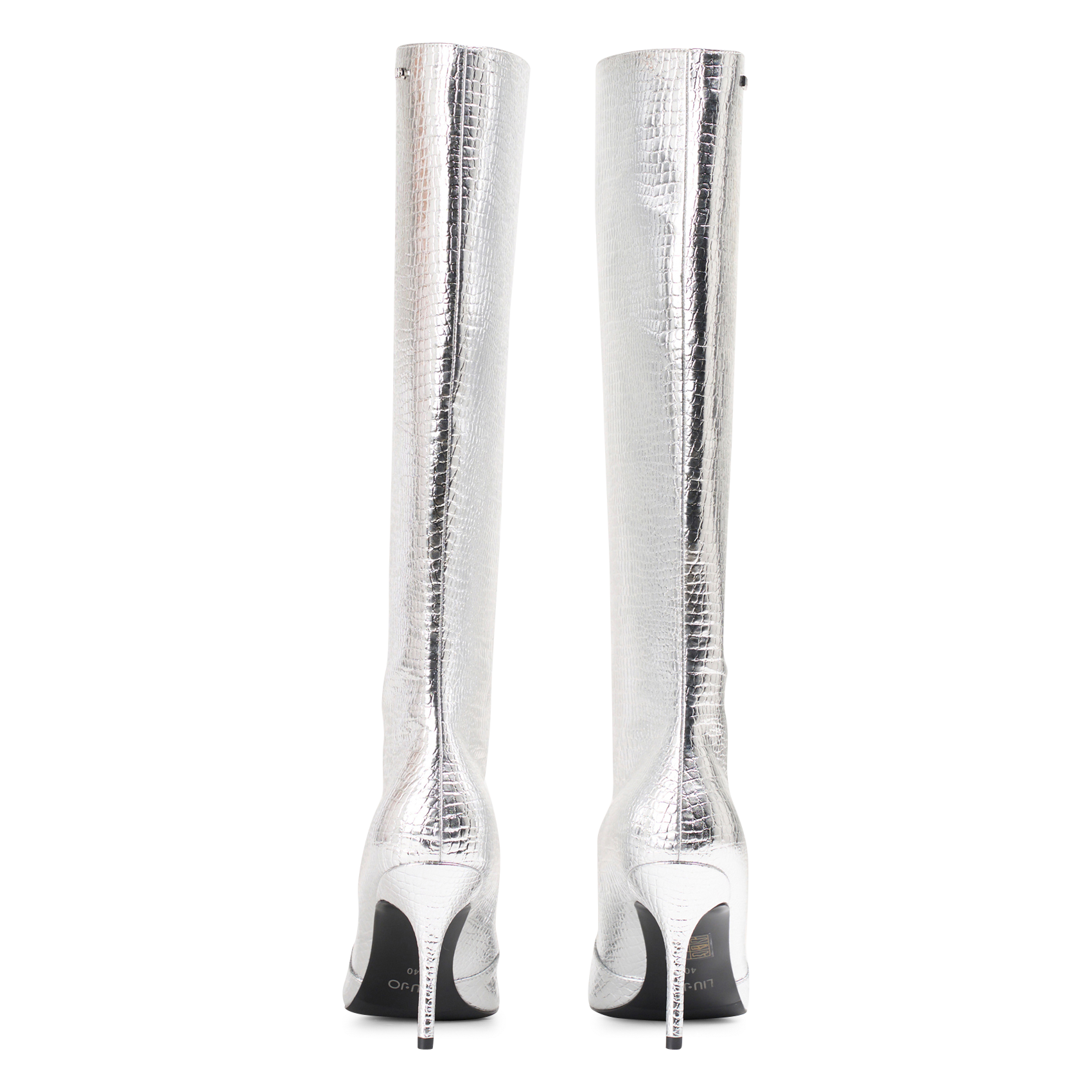 WHITE 01 - Bottes hautes imprimé effet croco | Argent