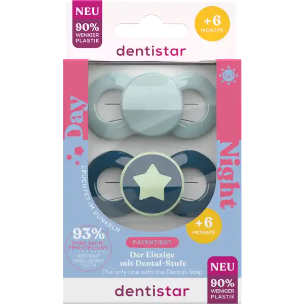 Day & Night Beruhigungssauger 6-14 Monate Himmelblau / Blauer Stern