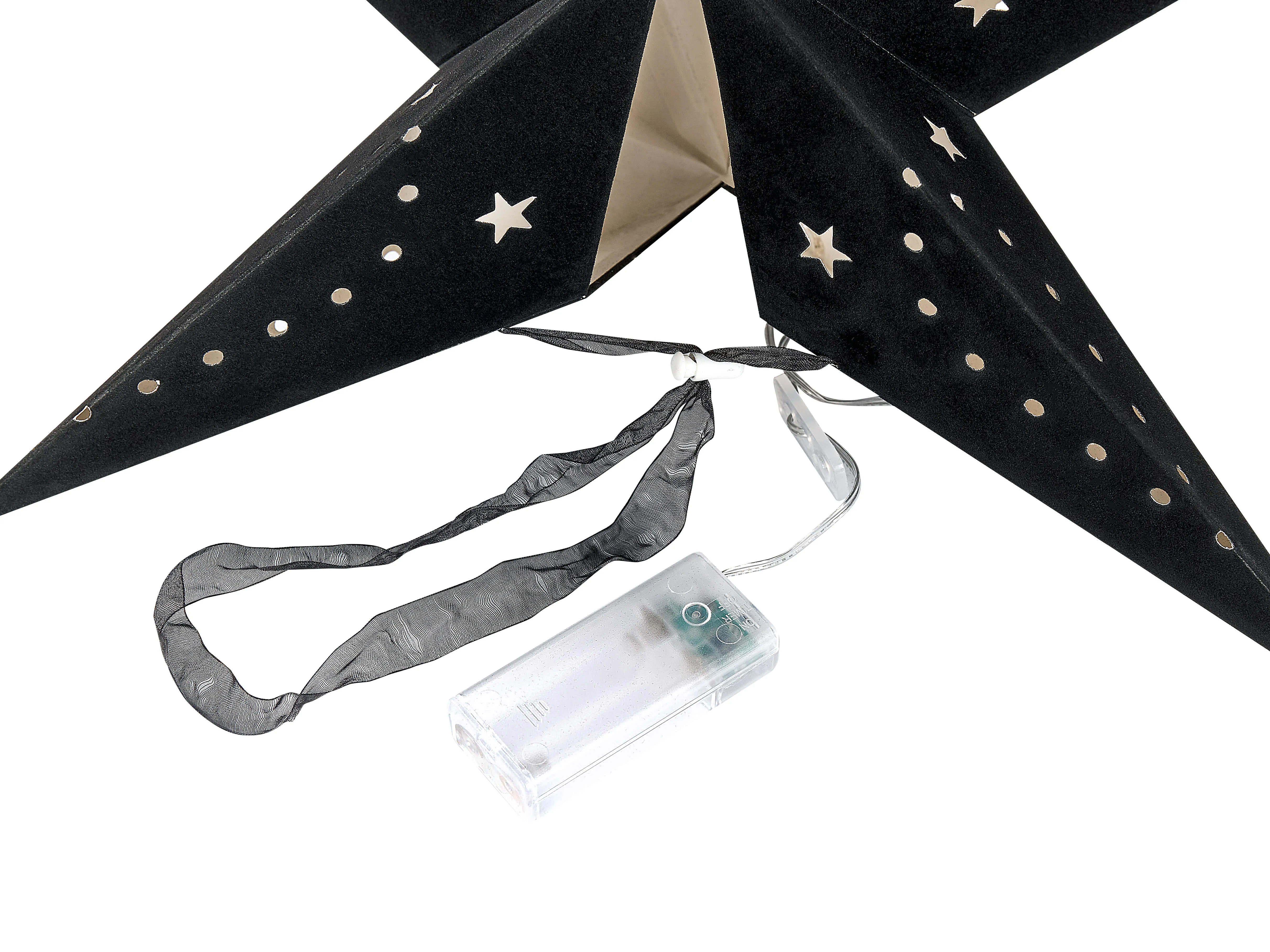 Set van 2 hangende decoraties LED MOTTI Ster 45 cm Zwart