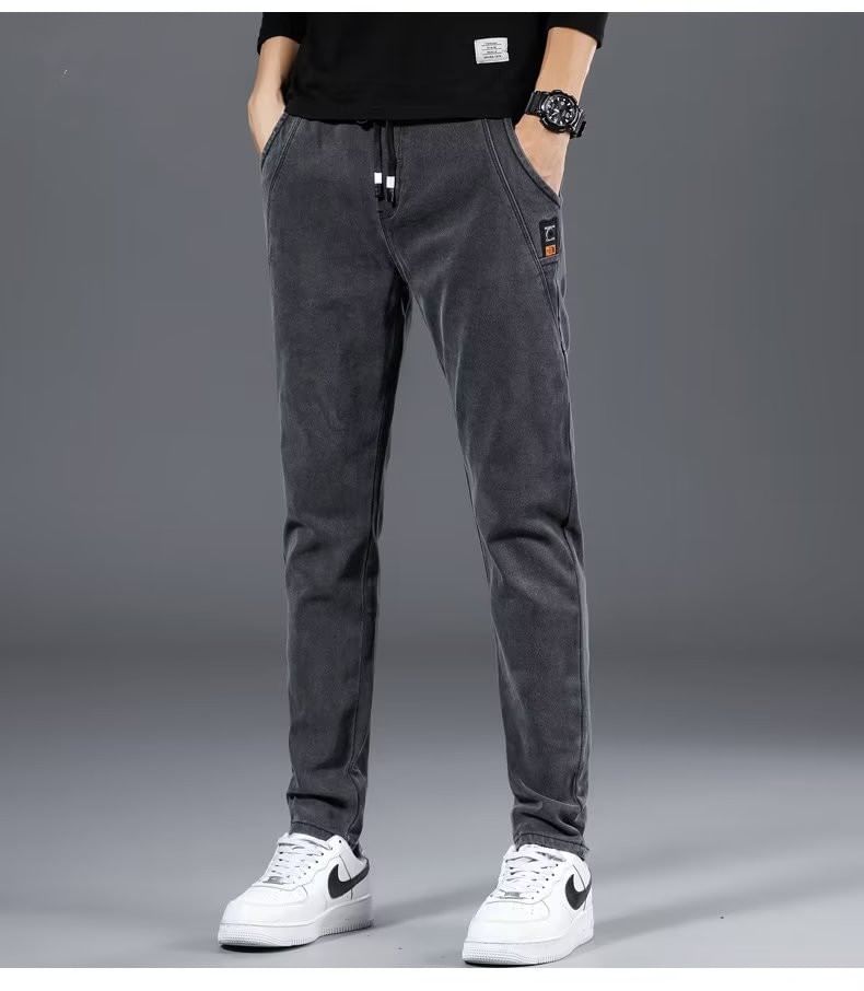 Acrius - Gewassen slim fit jeans met trekkoordtaille