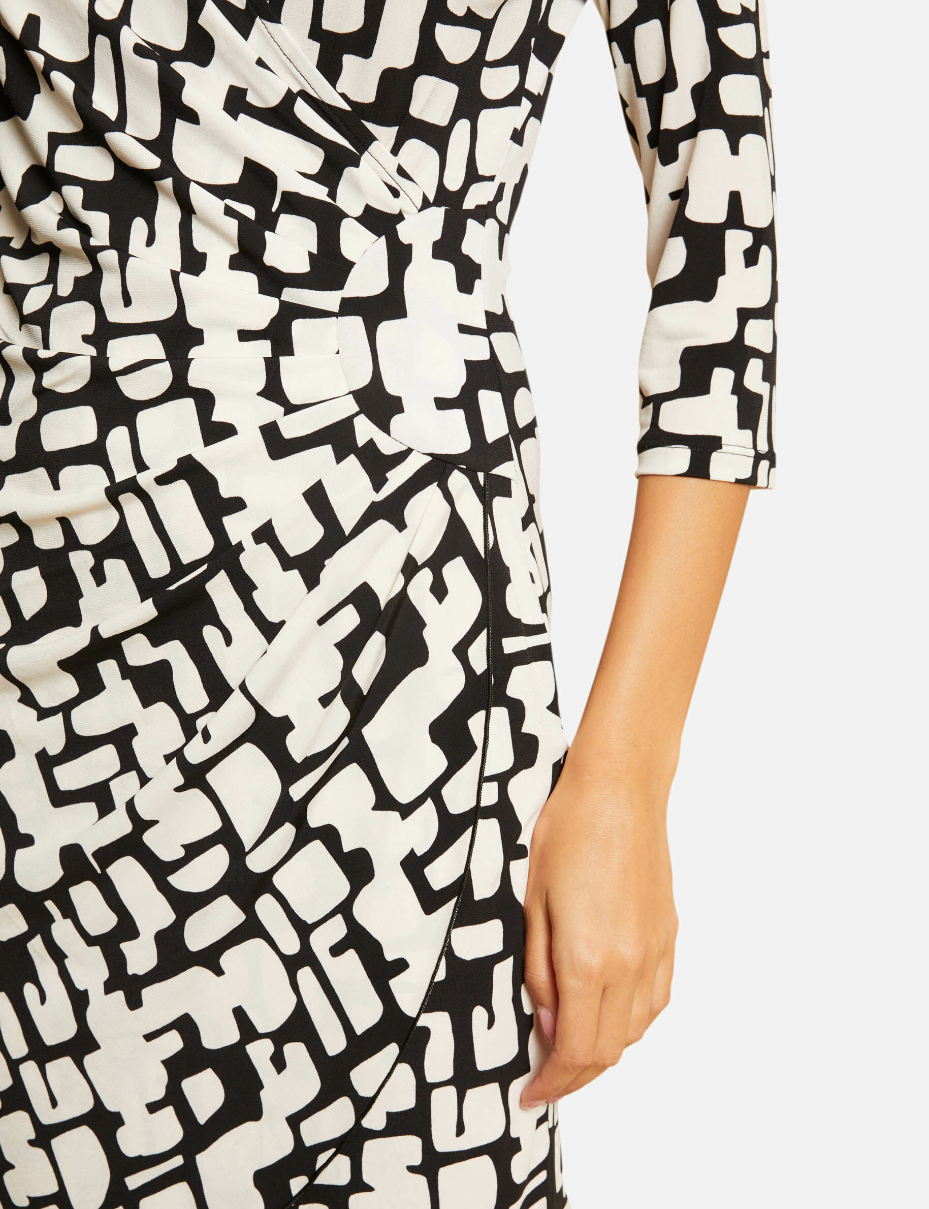 Robe ajustée drapée imprimée ecru femme - ecru