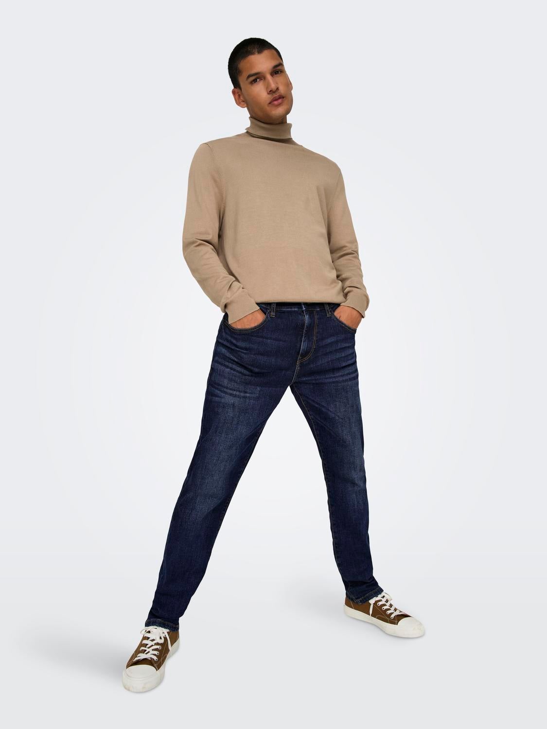 ONSWEFT Mittlere Taille Normal geschnitten Jeans Dark Blue Denim