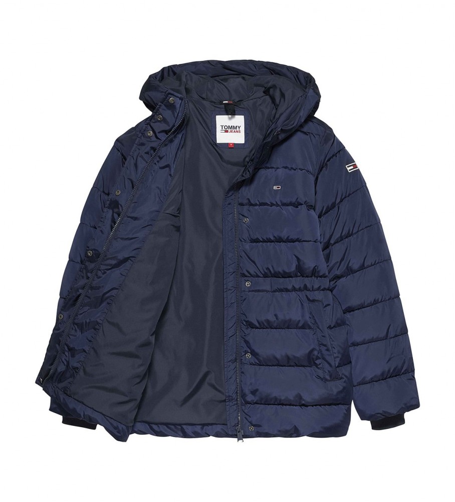 Jaqueta Tommy Jeans azul-marinho com capuz e cintura marcada