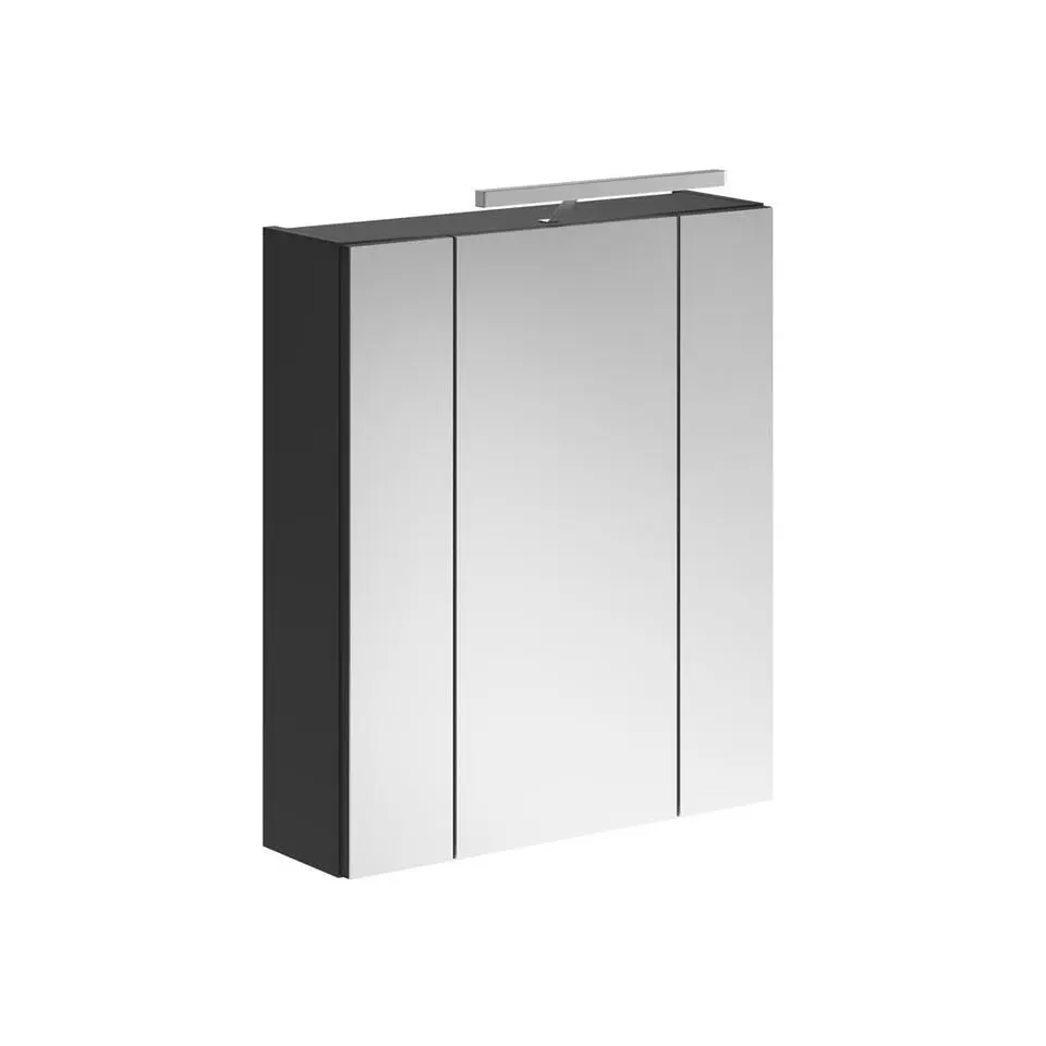 Hioshop Linus spiegelkast 3 deuren met licht zwart