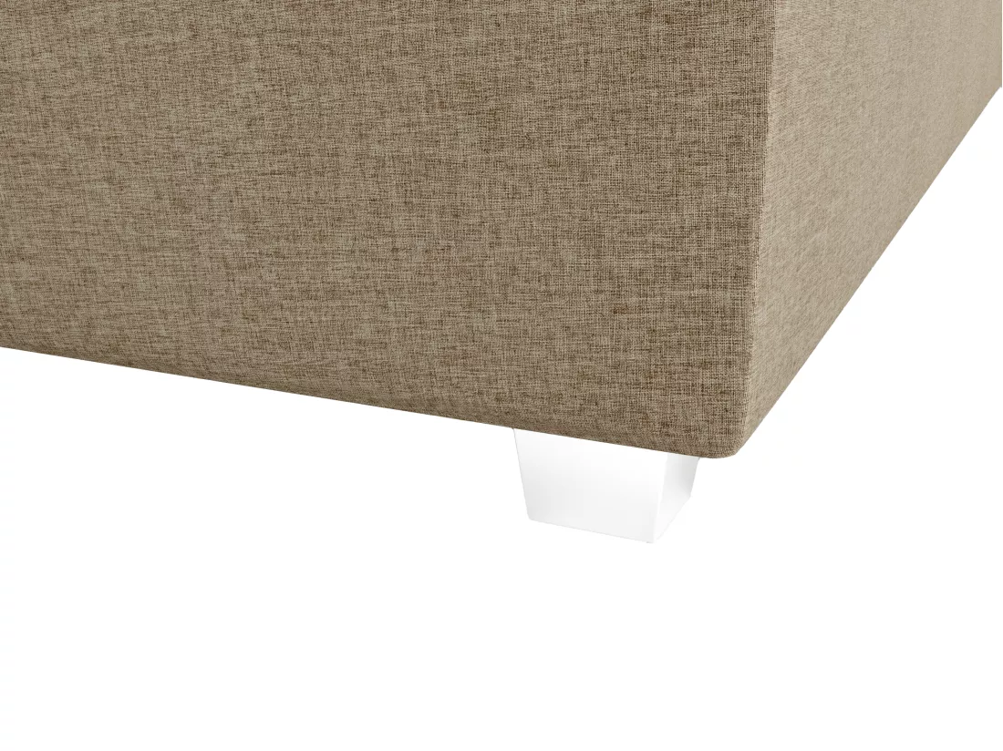 Ensemble complet boxspring tête de lit + sommier + matelas + surmatelas - 180 x 200 cm - Tissu - Beige - ONAN de YSMÉE