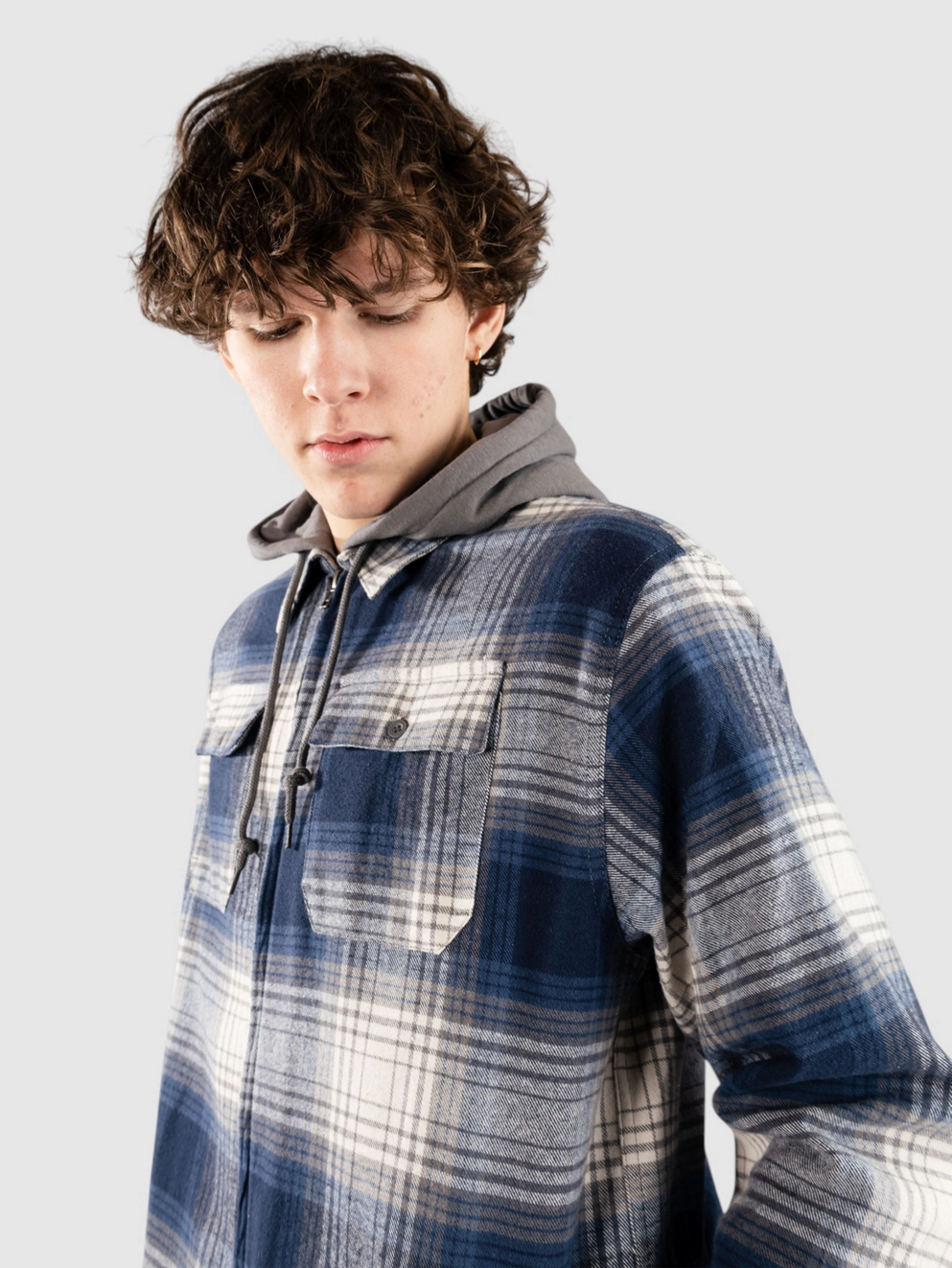 Empyre Browser Hooded Flannel Shirt navy