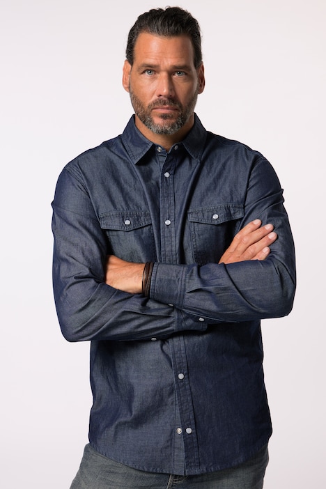 JP 1880 Jeanshemd, Langarm, Kentkragen, Modern Fit, bis 8 XL