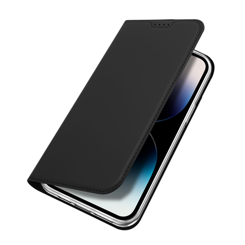 iPhone 15 Pro Wallet Cover Leder Tasche - Schwarz